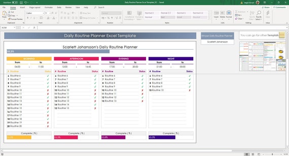 liche Routine Planer Excel Vorlage Etsy