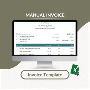 Printable Invoice Template: Editable Excel Sheet (Manual Entry)
