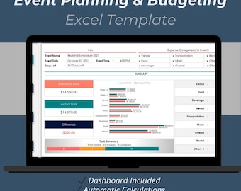 Planilha do Excel para Planejamento e Orçamento de Eventos – Rastreamento de Tarefas, Fornecedores e Orçamento
