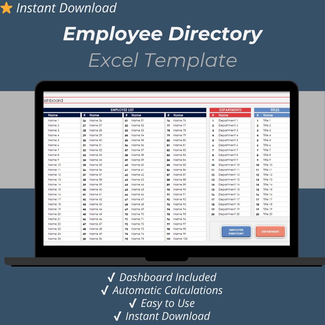 Employee Directory Excel Template: Business Organization Tracker ...
