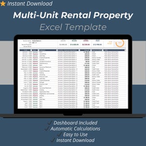 Multi-Unit Rental Property Tracker Excel Template – Landlord Income & Expense Spreadsheet (10 Properties, 60 Units)