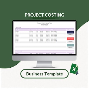 Project Costing Excel Template | Project Cost Estimator Excel | Costing Spreadsheet | Project Expense Calculator | Excel Budget for Projects
