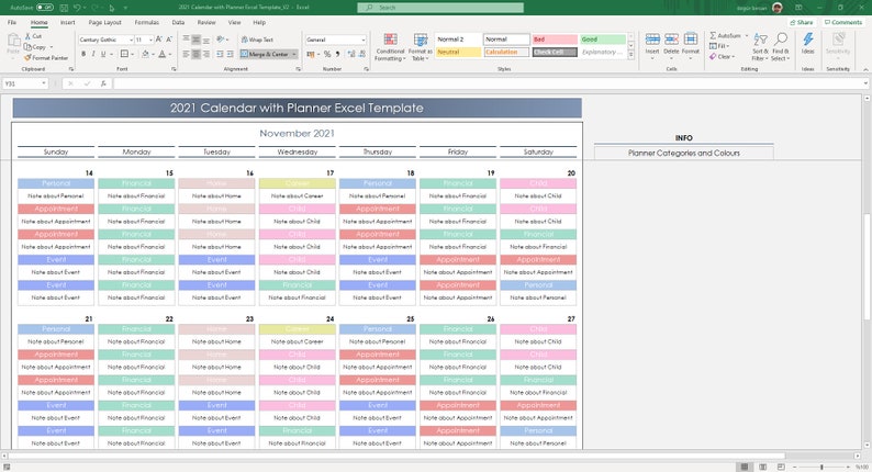 Customizable 2026 calendar planner Excel file for productivity