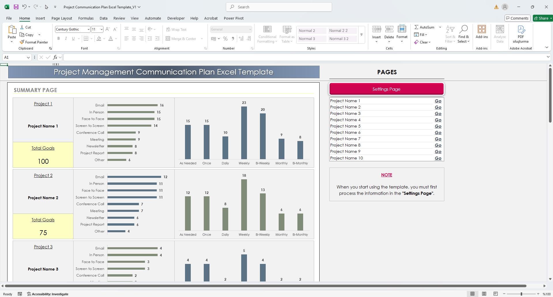 Communication Graph Excel Project Communication Plan Excel Template | Team & Stakeholder ...