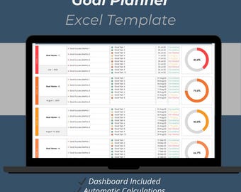 Goal Planner Excel Template – Track & Achieve 10 Personal or Professional Goals