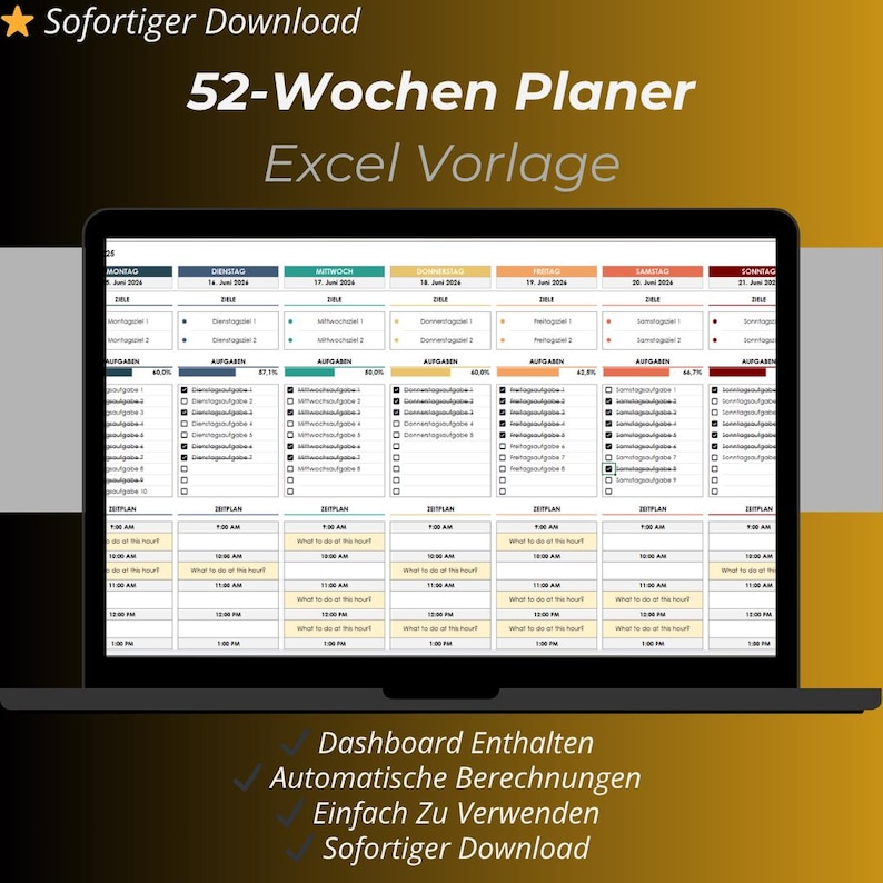52-wochen Persönlicher Planer Excel Vorlage | Wöchentliche Ziele