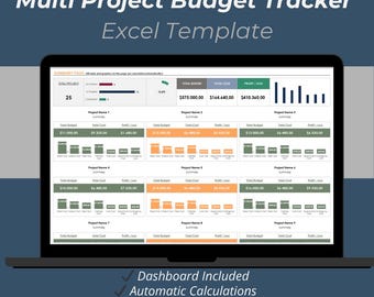 Multi Project Budget Tracker Excel Template | 25 Projects Cost Expense Tracker