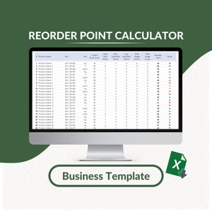 Reorder Point Calculator Excel Template: Inventory Planner (Editable Spreadsheet)