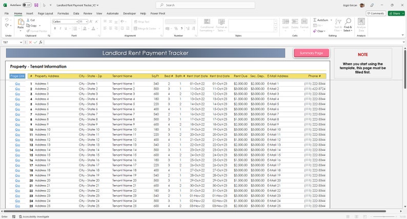 Landlord Rent Payment Tracker Excel Template – Rental Property Payment ...