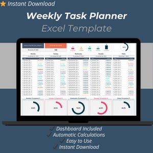 Modello Excel per la pianificazione settimanale delle attività: organizzatore di lavoro, foglio di calcolo per la produttività, strumento per la gestione di programmi e attività.