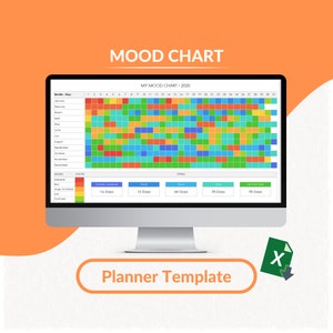 Stemmingsgrafiek Excel-sjabloon | Stemmingsgrafiekplanner | Stemmingsgrafiek-tracker | Afdrukbare persoonlijke planner | Invulbaar blad | Bewerkbaar spreadsheet