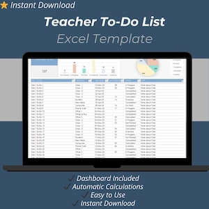 Modello Excel per l'elenco delle cose da fare per l'insegnante / Pianificatore di attività e lezioni in classe