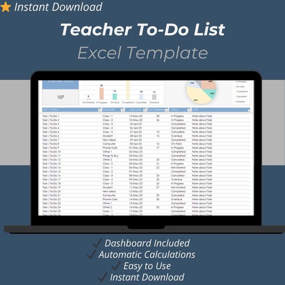 Teacher To-Do List Excel Template | Classroom Task & Lesson Planner