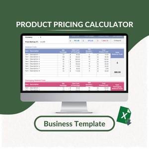 Product Pricing Calculator Excel Template | Product Pricing & Profit Margin Calculator Template | Pricing Guide | Excel Pricing Calculator