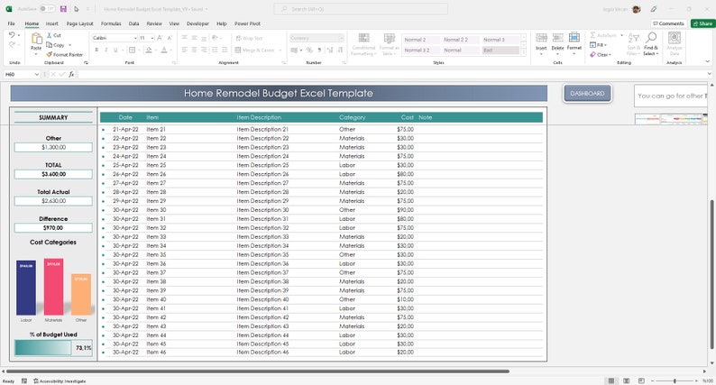 Home Remodel Budget Excel Template 
DIY Budget Planner 
Home Renovation Budget Spreadsheet 
Budget Worksheet For Home Renovation 
Home Remodeling Expenses Tracker 
Home Renovation Cost Estimator 
Remodeling Budget Spreadsheet