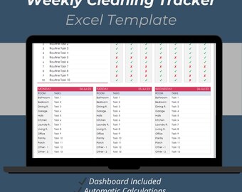 Plantilla de Excel para el seguimiento semanal de la limpieza: Planificador de limpieza imprimible