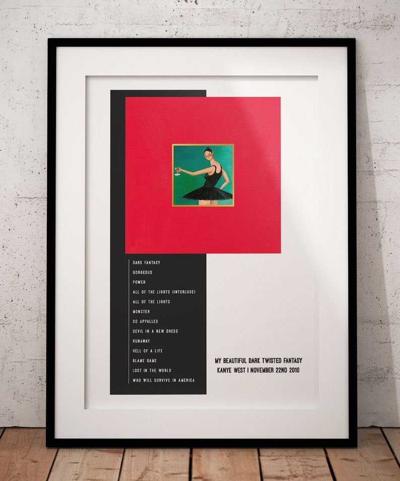 Kanye West /"My Beautiful Dark Twisted Fantasy/" Album Poster 12x12/" 24x24/" 32x32/"