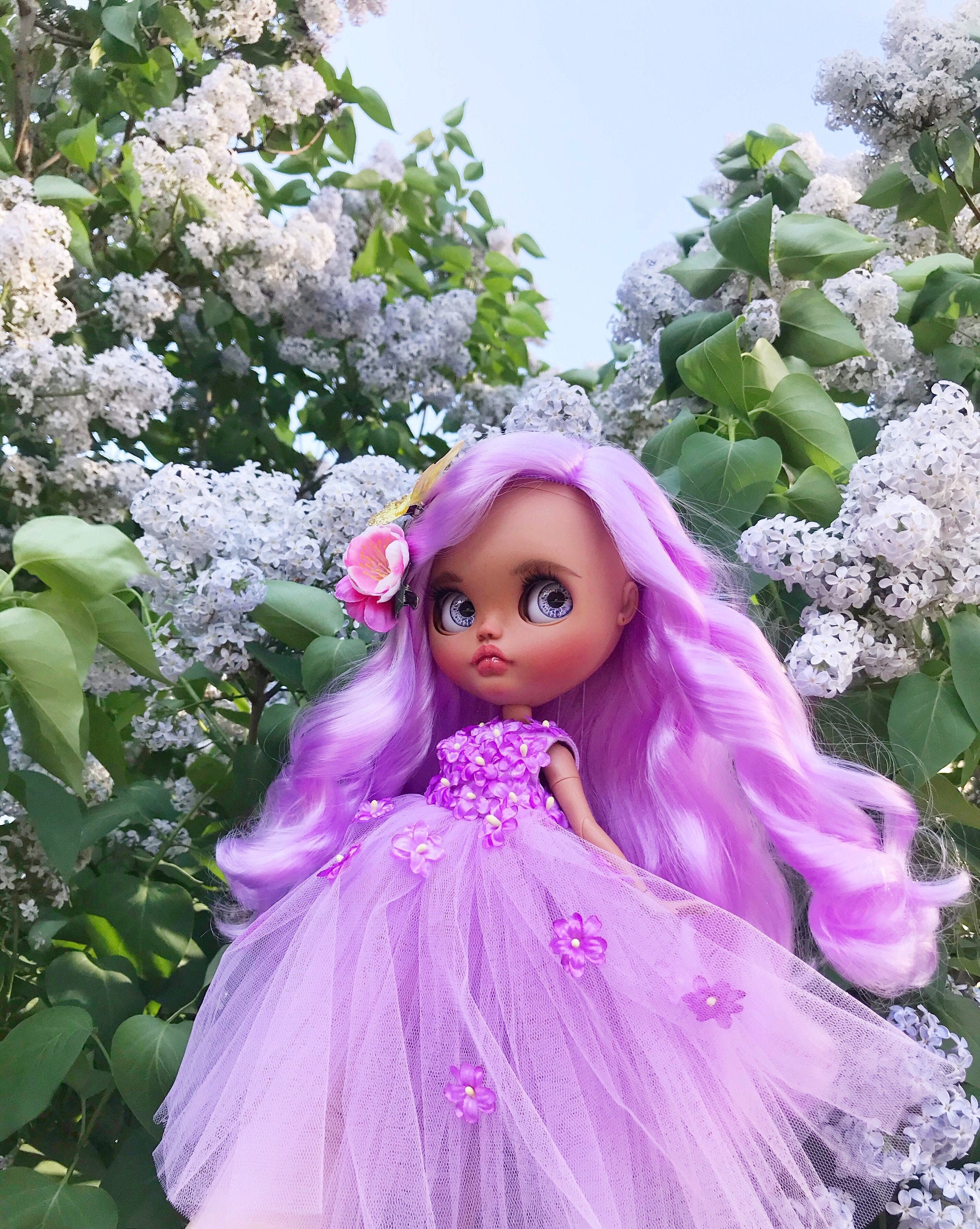 Sold out. Ooak custom blythe doll with curly purple hair in | Etsy