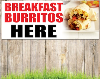 Breakfast Burrito FULL COLOR Advertising Vinyl Banner Flag Sign Many Sizes