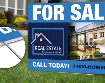 Custom Print Yard Signs 24" x 18" Two side print Plus Metal Stakes