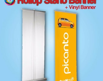 33" x 80" Retractable Pull Up Banner Stand WITH vinyl Banner