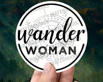 Wander Woman" Adventure Sticker – Travel and Explore Vinyl Decal