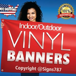 2'x 6' Custom Vinyl Banner Personalized Advertising Event Banner Print Image Logo Text 13oz Heavy Duty Vinyl Sign Metal Grommets