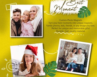 Family Personalized Gift - 10 Custom Photo Magnets 2x2" | Gift for Couples| Holiday Gift | Custom Fridge Magnets | Birthday Gift