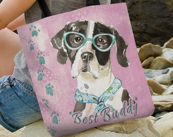 English Pointer Tote Bag – Pink Dog Lover Gift, Designer Style