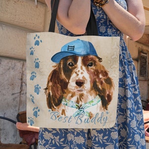 Cocker Spaniel – Tote Bag | Dog Lovers Tote Bag | &quot;Best Buddy&quot; Cocker Bag | DOG HOTEL Collection | Designer Tote | 3 sizes | black lining