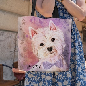 Westie – Tote Bag | Optional Personalization | Dog Lovers Bag | West Highland Terrier Bag | Custom Tote Bag | 3 sizes | gifts for her, we1