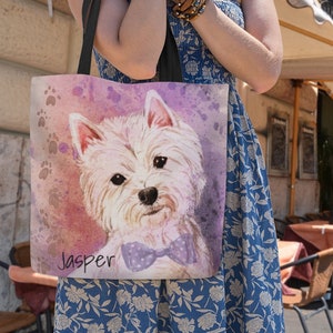 Westie – Tote Bag | Optional Personalization | Dog Lovers Bag | West Highland Terrier Bag | Custom Tote Bag | 3 sizes | gifts for her, we1