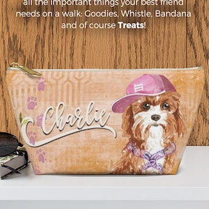 Cavapoo – Accessory Pouch | Customizable | Pouch for Dog Utensils like Treats, Medicines etc. | Cavadoodle Illustration Pouch