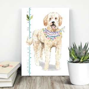Golden Doodle – Digital Download | Dog Portrait | Doodle Portrait | Doodle Dog Printable | Instant Download | Golden Doodle Watercolor