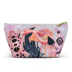 Pink Flamingo stylish – Pouch | Boho Style Pouch | Pencil Case Flamingo Illustration | "Boho Flamingos" Collection | Designer Pouch