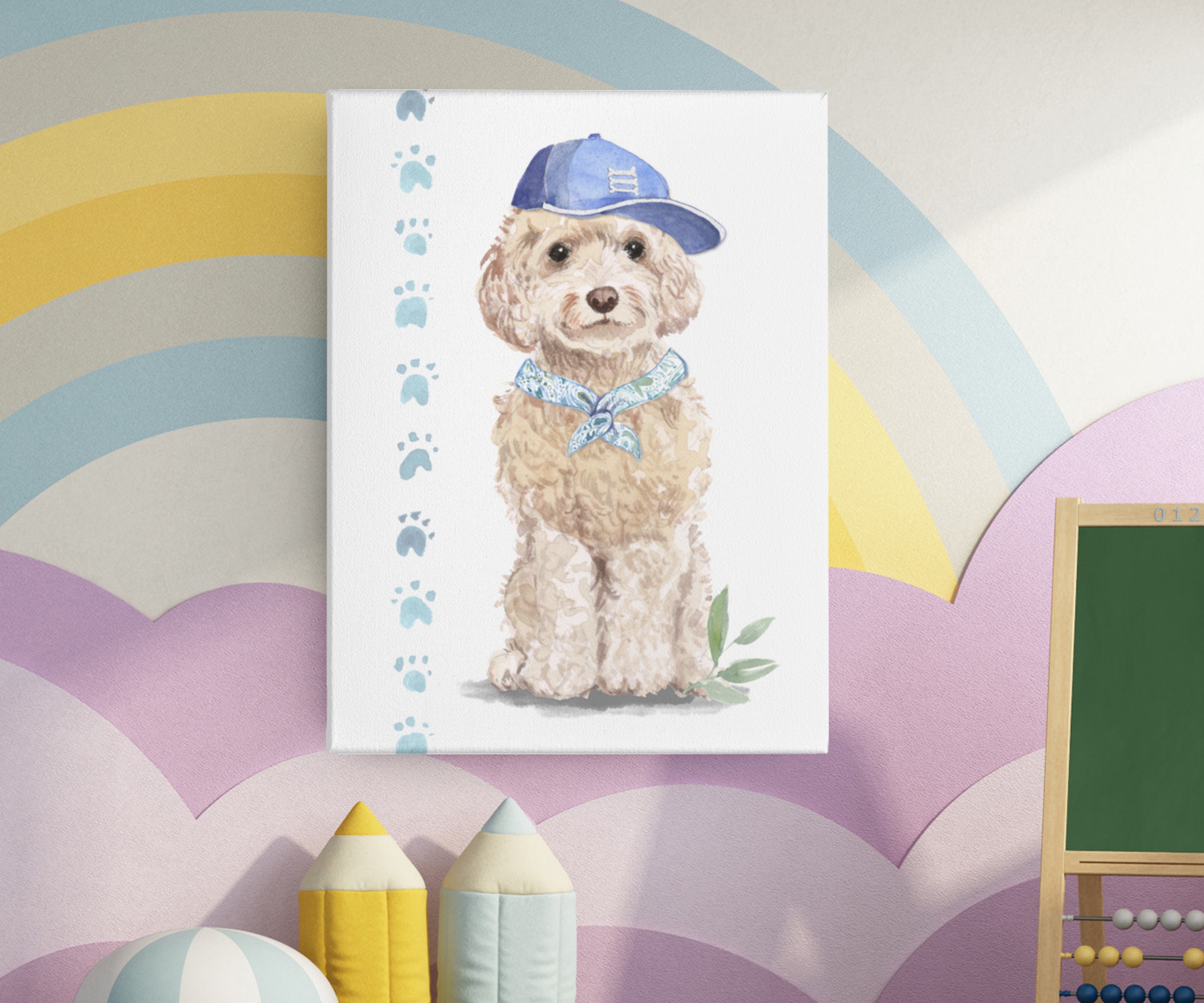 Cockapoo With Blue Cap Digital Download Dog Portrait Cockapoo Poster to ...