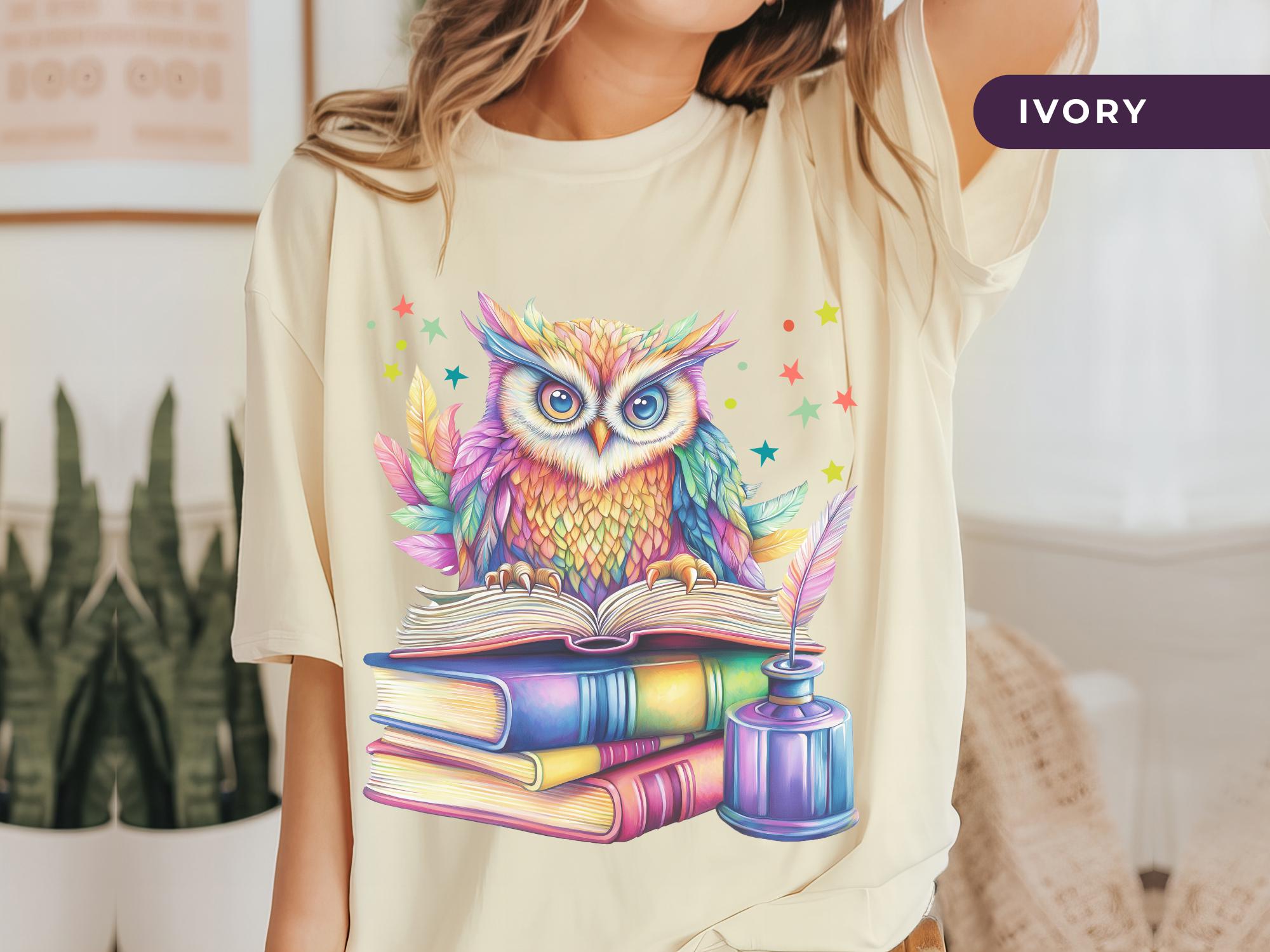 Book Lover Shirt, Gift for Reader, Vintage Owl Bird Shirt, Book Lover Gift, Librarian Comfort Colors