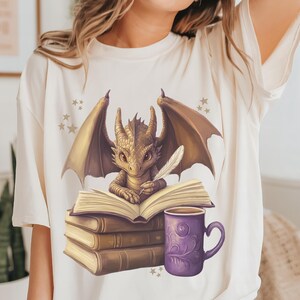 Book Lover Shirt, Gift for Reader, Fantasy Dragon Shirt, Book Lover Gift, Librarian Comfort Colors Tee, Reading T-Shirt, Literature tshirt