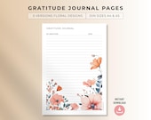Floral Gratitude Journal Pages – Self Care Printable PDF | Daily Mindfulness Reflection | A4 & A5 Planner