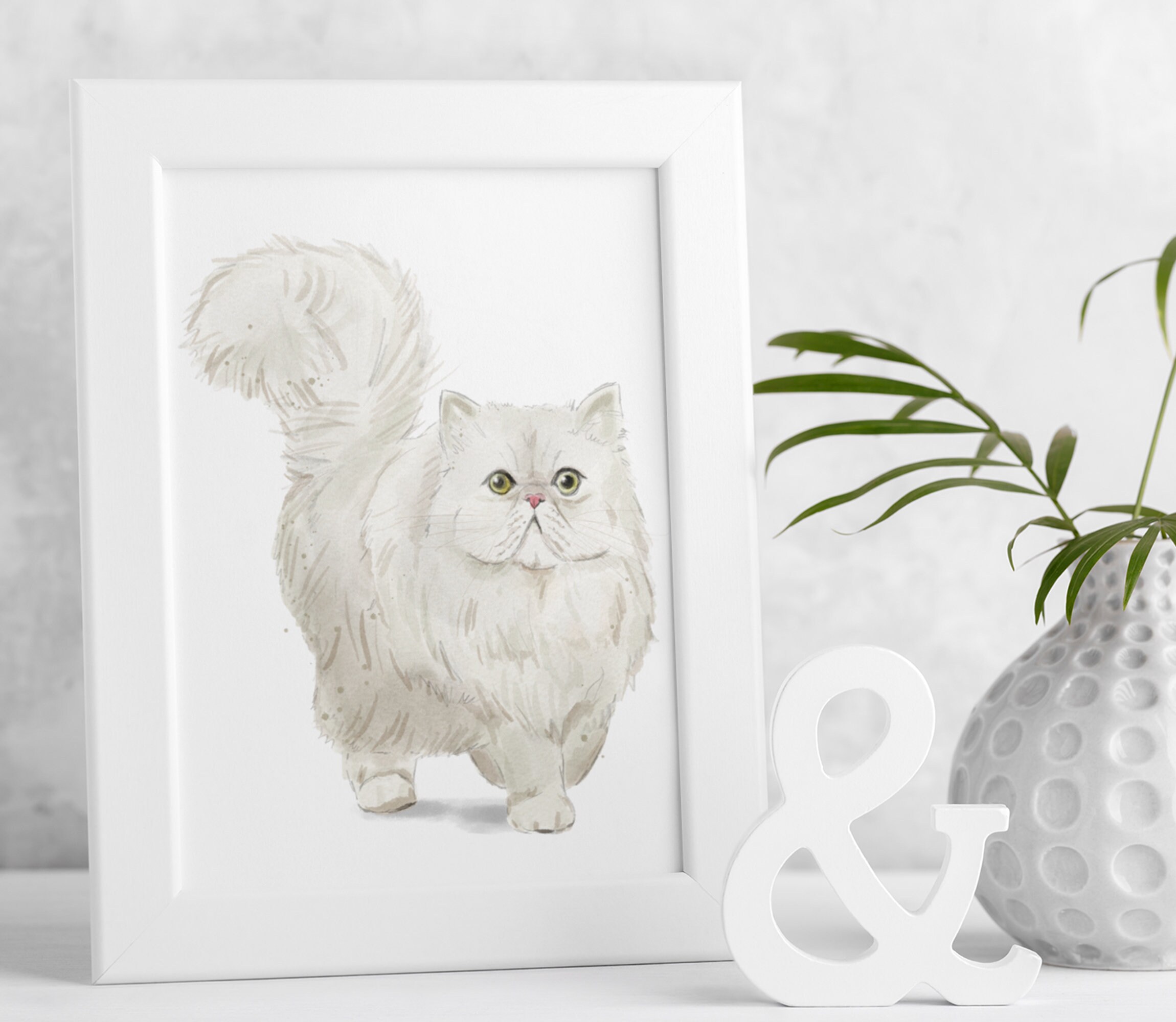 Persian Cat on White Art Print Cat Lover's Poster - Etsy