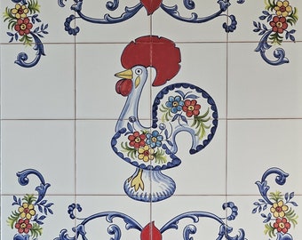Portuguese Barcelos Rooster Traditional Kitchen Backsplash Tile Mural / Portuguese Tiles