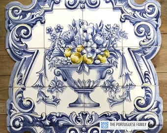 Flower Vase Traditional Portuguese Blue Kitchen Backsplash Tile Mural / Portuguese Tiles / Ref. 060