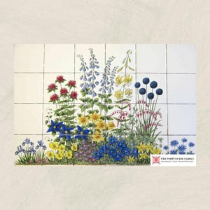 Hand-Painted Wildflowers Portuguese Tile Mural – Traditional Azulejo Wall Art, Romantic Ceramic Decor, Unique Valentine’s Day Gift Idea
