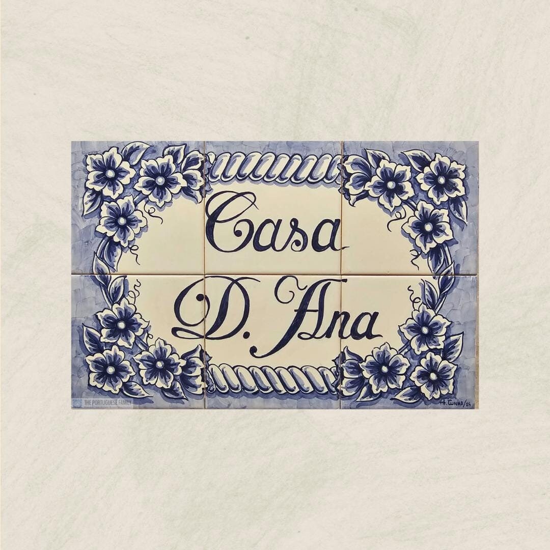 Flowers Traditional Blue Custom House Address Sign / Portuguese Tiles ...