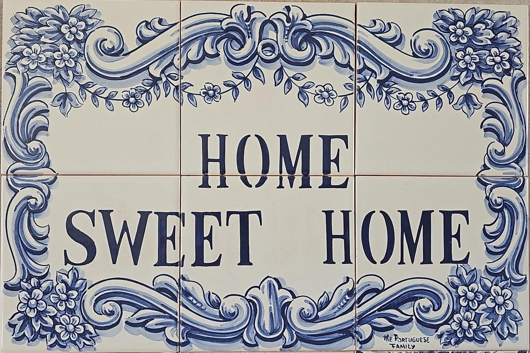 Home Sweet Home / Address Sign for House / Portugal Tile / Etsy