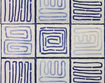 Hand Painted Portuguese Tiles / Blue Kitchen Backsplash / Portuguese Tiles Pattern