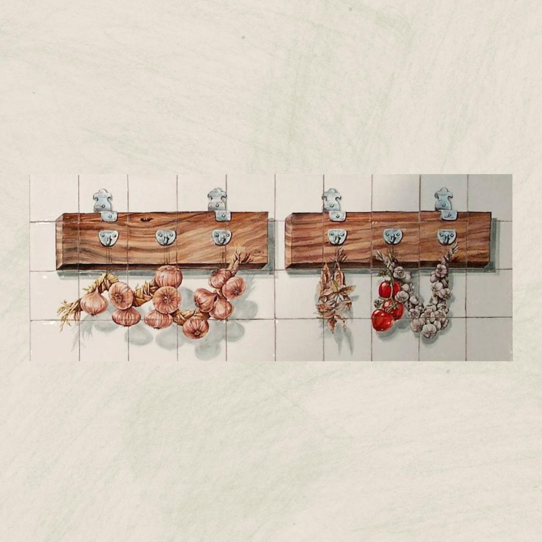 Vegetables Traditional Portuguese Kitchen Backsplash Rustic Tile Mural ...