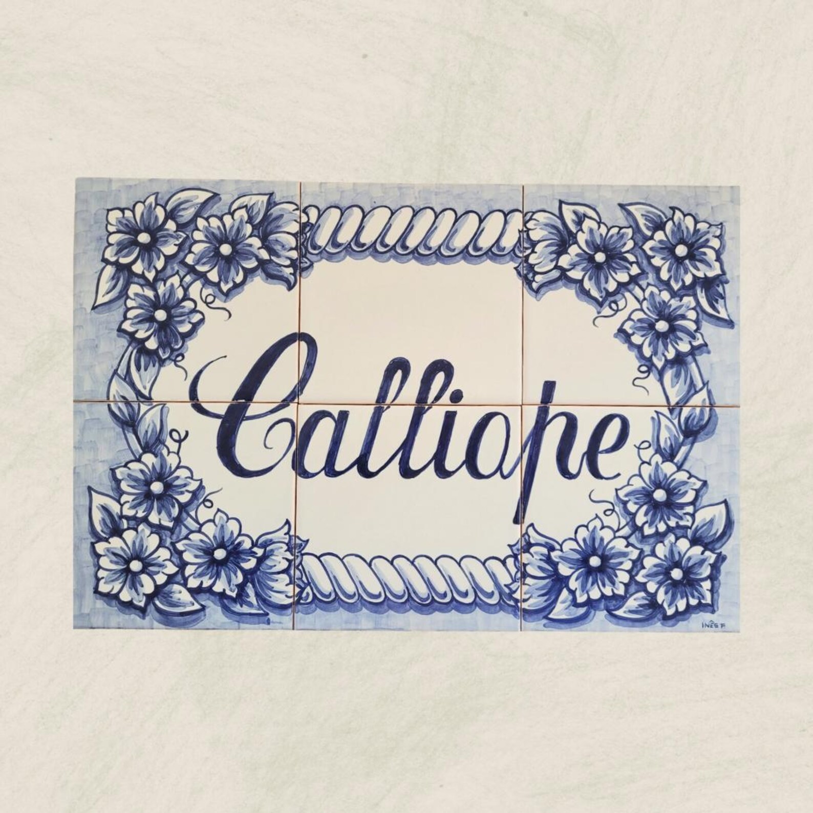 Flowers Traditional Blue Custom House Address Sign / Portuguese Tiles ...