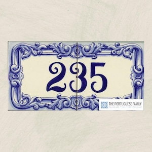 Traditional Blue Portuguese House Number Sign / Portuguese Tiles / Ref. 008