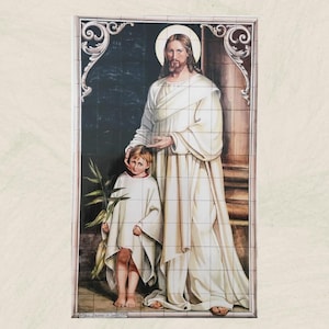 Jesus Outside Backsplash Portuguese Tile Mural / Portuguese Tiles / Ref. 084